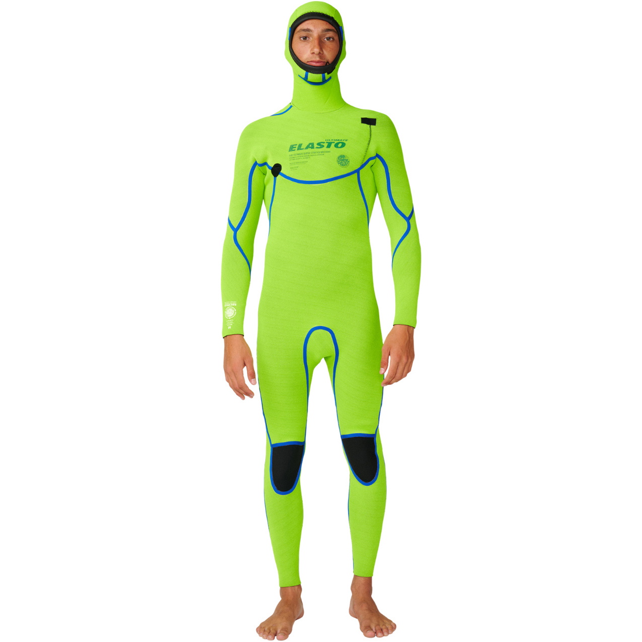 2027 Rip Curl Heren Elasto 5/4mm Borst Ritssluiting Met Capuchon Wetsuit 18UMFS - Black